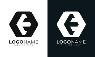 Initial letter e logo vector design template. With Hexagonal shape. Polygonal style.