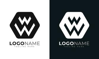 Initial letter w logo vector design template. With Hexagonal shape. Polygonal style.