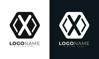 plantilla de diseño de vector de logotipo de letra inicial x. con forma hexagonal. estilo poligonal.