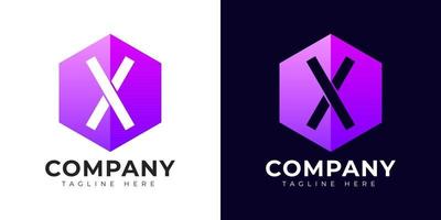 Modern gradient style letter x logo template. x letter design vector with colorful creative hexagon sign.