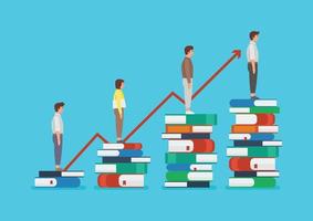 Education development of people standing on a lot of books vector