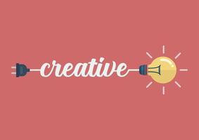 Lightbulb idea with creative word vector