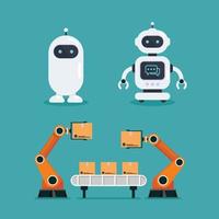 Robot Chatbot and Heavy automation robot machine vector