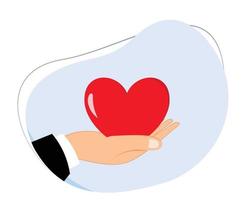 hand giving hearth symbol. male hand giving love symbol. hand symbolizes heart. flat design vector illustration