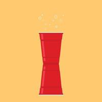 Red beer cup vector. Red plastic cup isolated on yellow background. vector