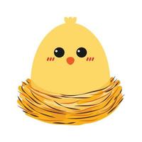 Chick in the nest. chick character design. wallpaper. free space for text. symbol. logo. white background. vector