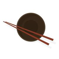 Brown Bowl. Bowl and Chopsticks on white background. bowl vector. vector