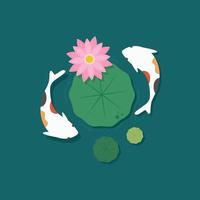 Lily pad and Lotus vector. wallpaper. free space for text. background. poster. lotus flower. Koi fish. vector