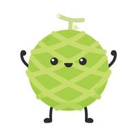 Melon character design. melon on white background. Melon cartoon. vector