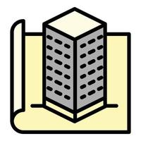 Architect building project icon, outline style vector