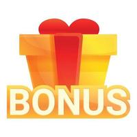 Bonus gift box icon, cartoon style vector
