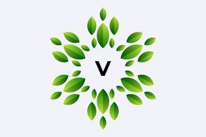 Letter V and Leaf vector design