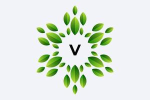 Letter V and Leaf vector design