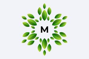 Letter M  and Leaf vector design