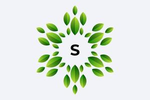 Letter S and Leaf vector design