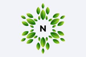 Letter N  and Leaf vector design