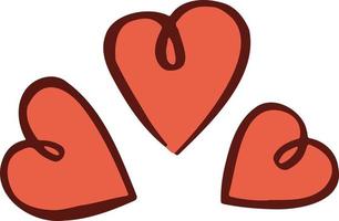 composición de amor de tres corazones, ilustración de símbolo vector