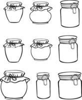 Line Jars with jam. Harvest for the winter, stocks vector