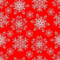 Seamless pattern with white christmas snowflakes on red background. vector