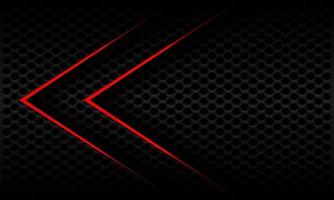 Abstract red twin metallic arrow shadow direction geometric dark grey hexagon mesh design modern futuristic background vector