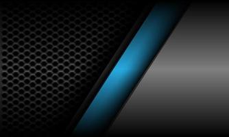 Abstract blue line slash geometric with grey metallic hexagon mesh design modern futuristic background vector