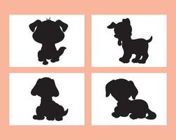 Set of dog silhouette vector isolated on white background animal coloring book for kids cartoon vector dog illustration