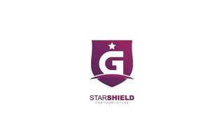 G logo shield for branding company. security template vector illustration for your brand.