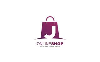 J logo online shop for branding company. BAG template vector illustration for your brand.