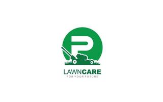 P logo lawncare for branding company. mower template vector illustration for your brand.