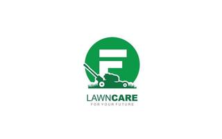 F logo lawncare for branding company. mower template vector illustration for your brand.