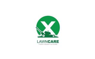 X logo lawncare for branding company. mower template vector illustration for your brand.