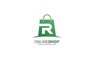 R logo online shop for branding company. BAG template vector illustration for your brand.