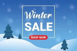 Winter sale banner With Shop now button vector