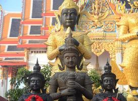 Front view of Thao Werasuwan black color at Chulamani Temple, Samut Songkhram Province. Thailand photo