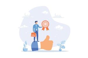 Employee of the month, great manager or success staff winning award, staff appreciation or best office worker concept, flat vector modern illustration