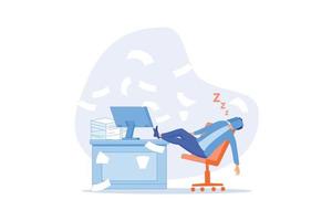 Quiet quitting, lack of work motivation, work boredom or morality, exhaustion or burn out from hard work without recognition concept, flat vector modern illustration