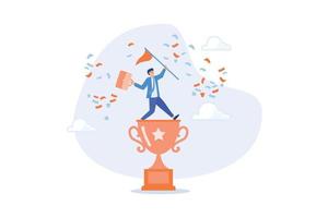 Victory or business achievement, triumph or award winning, accomplishment for leadership success, determination for career success concept, flat vector modern illustration