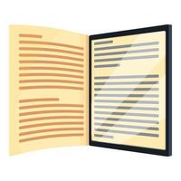 E-book technology application icon, cartoon style vector