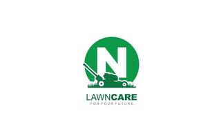 N logo lawncare for branding company. mower template vector illustration for your brand.