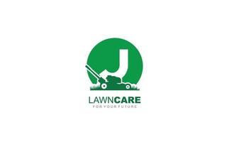 J logo lawncare for branding company. mower template vector illustration for your brand.