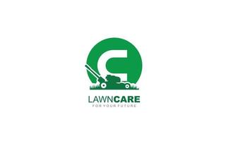 C logo lawncare for branding company. mower template vector illustration for your brand.