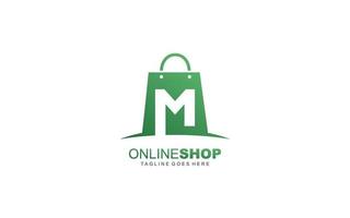 M logo online shop for branding company. BAG template vector illustration for your brand.