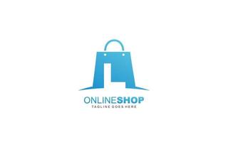 L logo online shop for branding company. BAG template vector illustration for your brand.