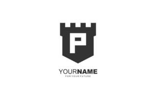 P logo fortress vector for identity company. initial letter security template vector illustration for your brand.