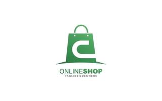 C logo online shop for branding company. BAG template vector illustration for your brand.