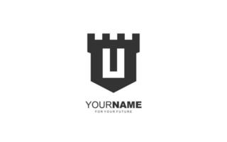 U logo fortress vector for identity company. initial letter security template vector illustration for your brand.