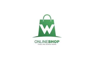 W logo online shop for branding company. BAG template vector illustration for your brand.