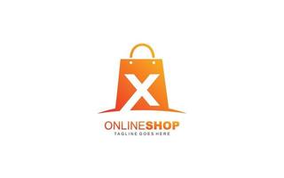 X logo online shop for branding company. BAG template vector illustration for your brand.