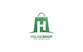 H logo online shop for branding company. BAG template vector illustration for your brand.