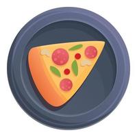 Home pizza slice icon, cartoon style vector